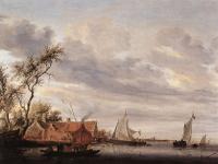 Ruysdael, Salomon van - River Scene with Farmstead